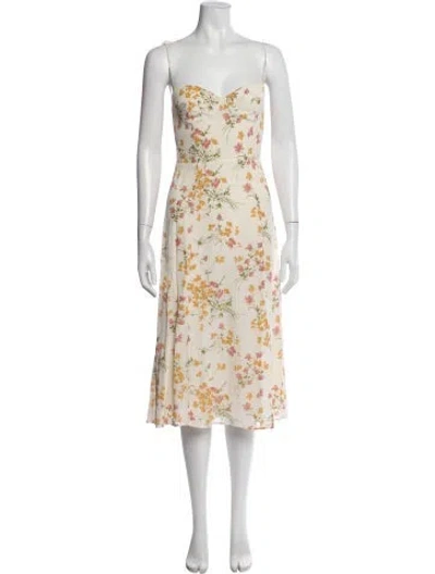 Pre-owned Reformation Floral Print Midi Length Dress In Neutral