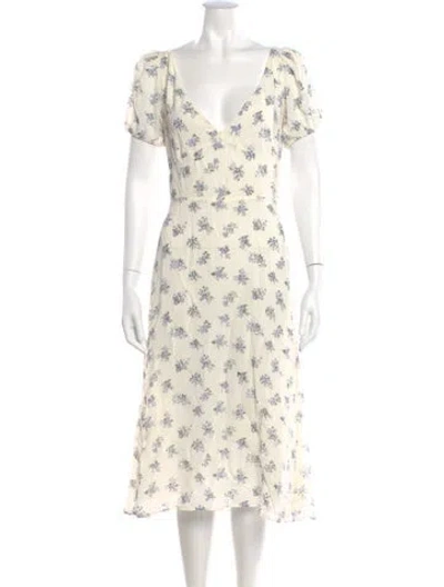 Pre-owned Reformation Floral Print Midi Length Dress In Neutral