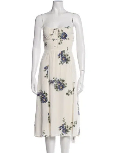 Pre-owned Reformation Floral Print Midi Length Dress In Neutral