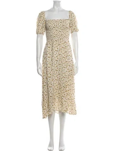 Pre-owned Reformation Floral Print Midi Length Dress In Neutral