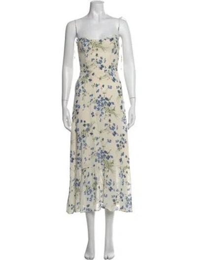 Pre-owned Reformation Floral Print Midi Length Dress In Neutral