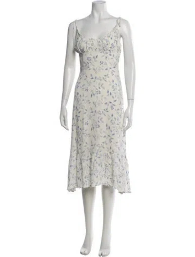Pre-owned Reformation Floral Print Midi Length Dress In Neutral
