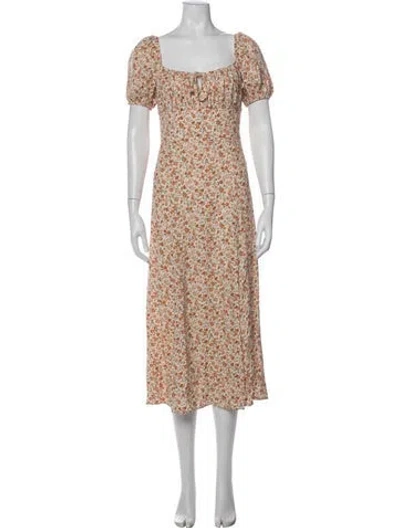 Pre-owned Reformation Floral Print Midi Length Dress In Neutral