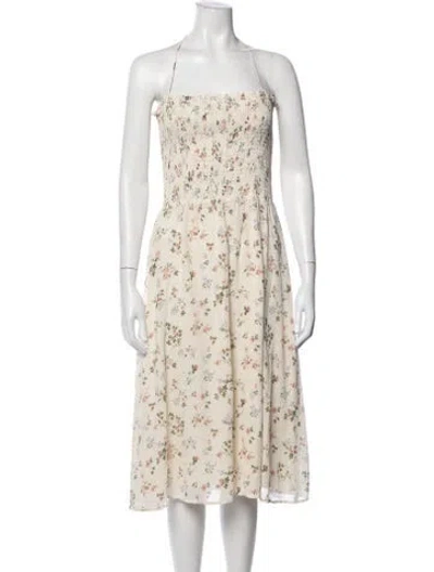 Pre-owned Reformation Floral Print Midi Length Dress In Neutral