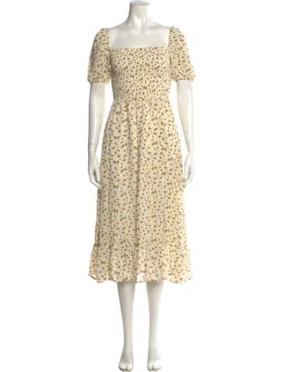Pre-owned Reformation Floral Print Midi Length Dress In Neutral