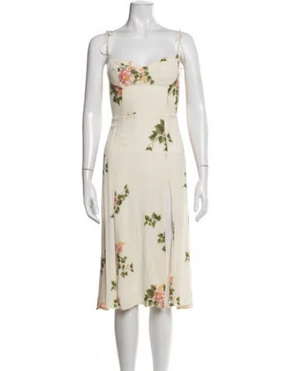 Pre-owned Reformation Floral Print Midi Length Dress In Neutral