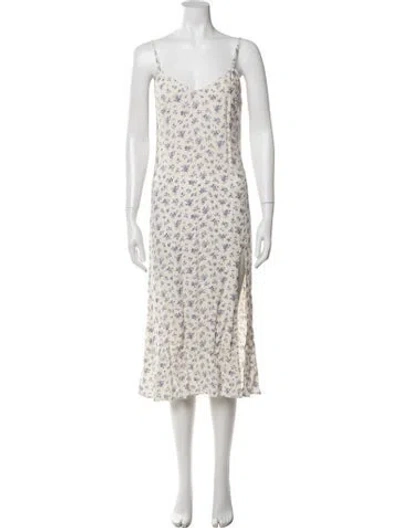 Pre-owned Reformation Floral Print Midi Length Dress In Neutral
