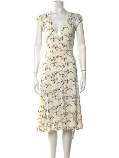 Pre-owned Reformation Floral Print Midi Length Dress In Neutral