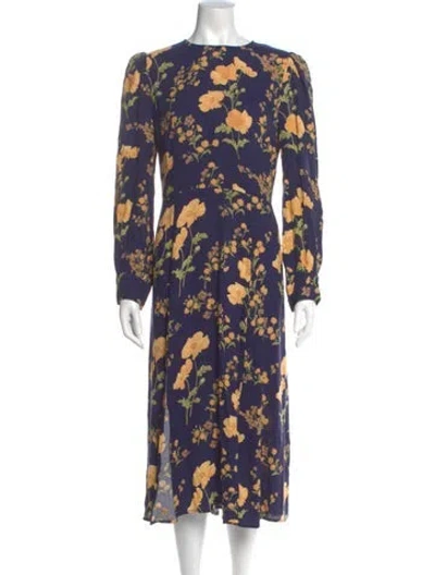 Pre-owned Reformation Floral Print Midi Length Dress In Purple
