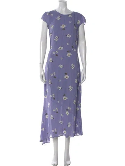 Pre-owned Reformation Floral Print Midi Length Dress In Purple