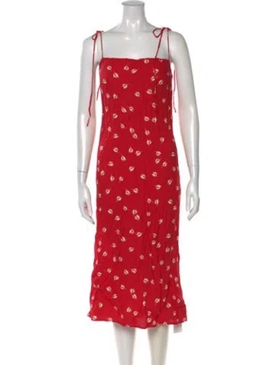 Pre-owned Reformation Floral Print Midi Length Dress In Red