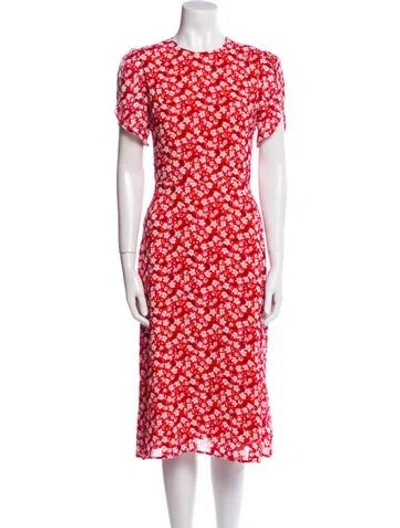 Pre-owned Reformation Floral Print Midi Length Dress In Red