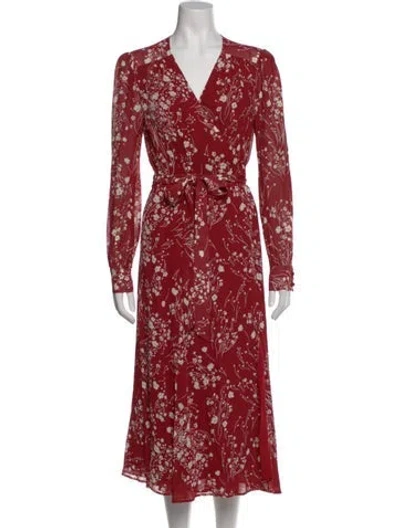 Pre-owned Reformation Floral Print Midi Length Dress In Red