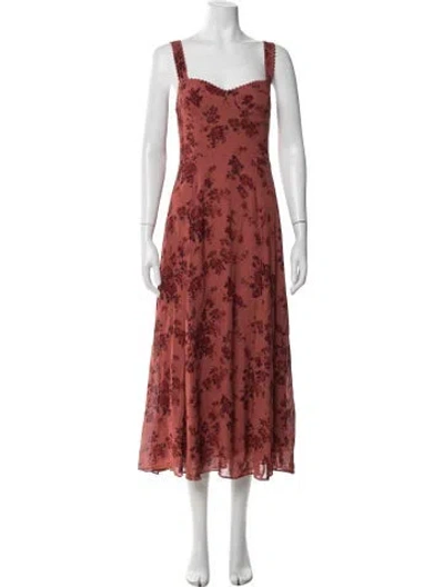 Pre-owned Reformation Floral Print Midi Length Dress In Red