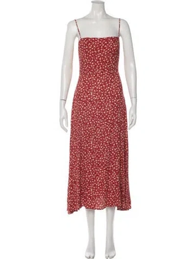Pre-owned Reformation Floral Print Midi Length Dress In Red