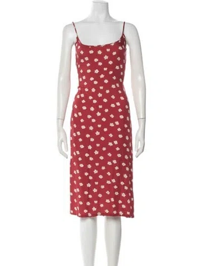 Pre-owned Reformation Floral Print Midi Length Dress In Red