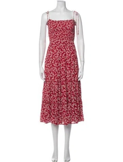 Pre-owned Reformation Floral Print Midi Length Dress In Red