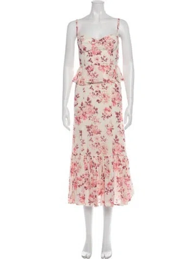 Pre-owned Reformation Floral Print Midi Length Dress W/ Tags In Pink