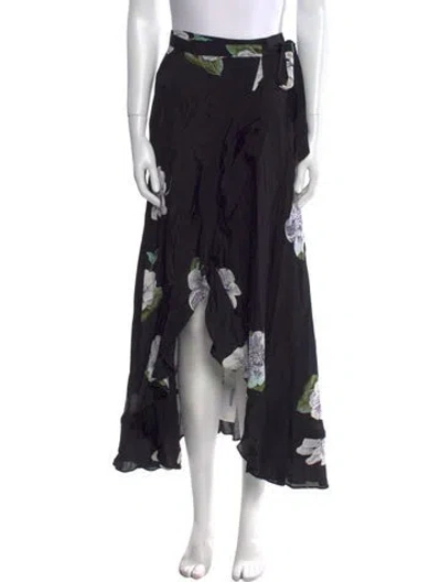 Pre-owned Reformation Floral Print Midi Length Skirt In Black