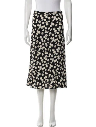 Pre-owned Reformation Floral Print Midi Length Skirt In Black