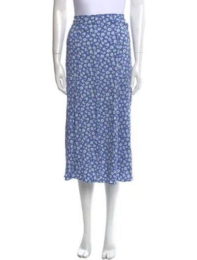 Pre-owned Reformation Floral Print Midi Length Skirt In Blue