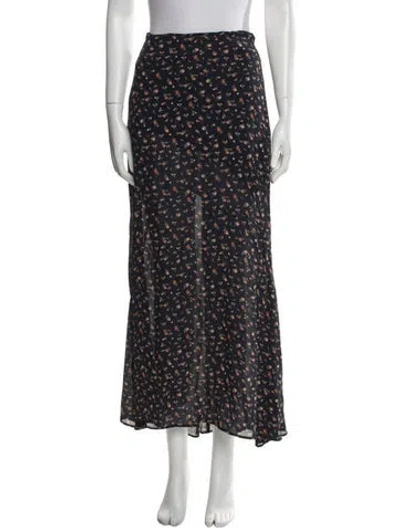 Pre-owned Reformation Floral Print Midi Length Skirt In Blue