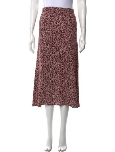 Pre-owned Reformation Floral Print Midi Length Skirt In Burgundy