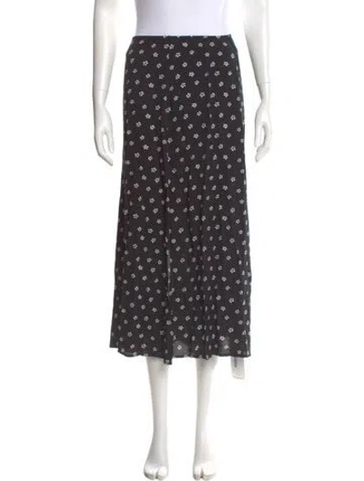 Pre-owned Reformation Floral Print Midi Length Skirt In Gray
