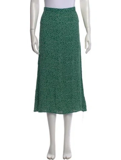 Pre-owned Reformation Floral Print Midi Length Skirt In Green