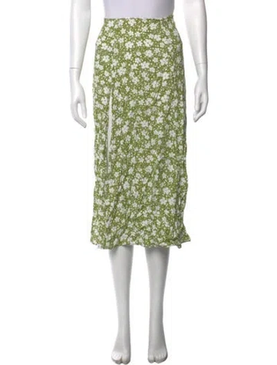 Pre-owned Reformation Floral Print Midi Length Skirt In Green