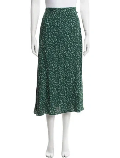 Pre-owned Reformation Floral Print Midi Length Skirt In Green
