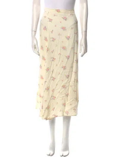 Pre-owned Reformation Floral Print Midi Length Skirt In Neutral