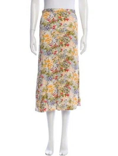Pre-owned Reformation Floral Print Midi Length Skirt In Neutral