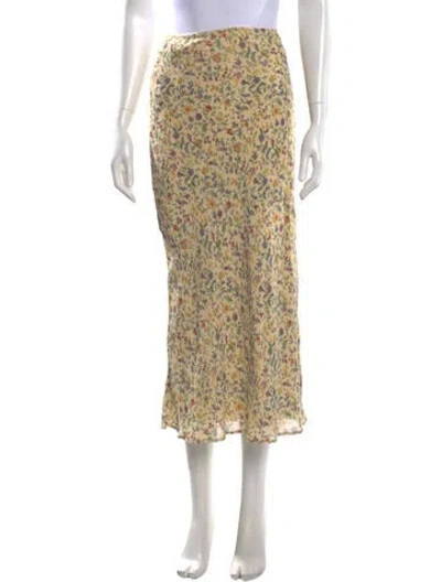 Pre-owned Reformation Floral Print Midi Length Skirt In Neutral