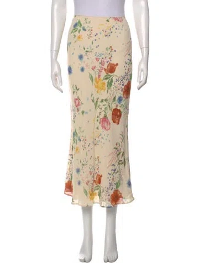Pre-owned Reformation Floral Print Midi Length Skirt In Neutral