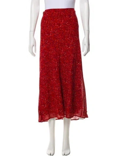 Pre-owned Reformation Floral Print Midi Length Skirt In Red