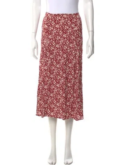 Pre-owned Reformation Floral Print Midi Length Skirt In Red