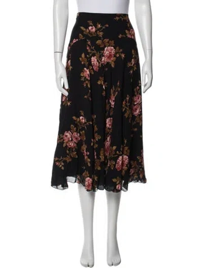 Pre-owned Reformation Floral Print Midi Length Skirt W/ Tags In Blue