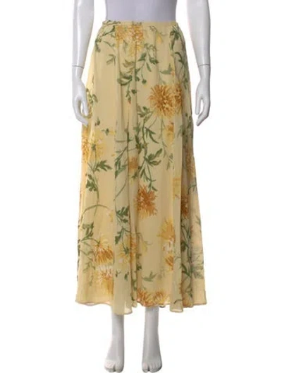 Pre-owned Reformation Floral Print Midi Length Skirt W/ Tags In Gold
