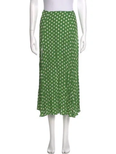 Pre-owned Reformation Floral Print Midi Length Skirt W/ Tags In Green