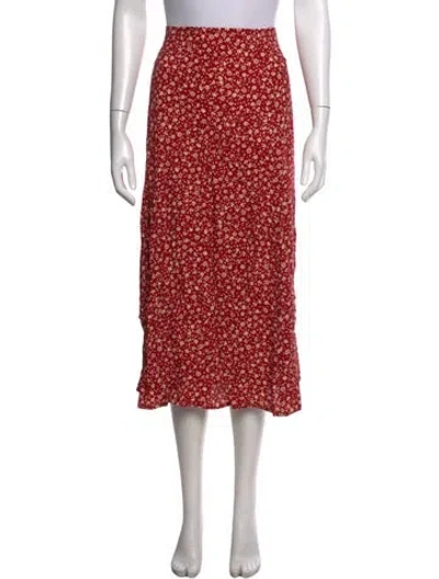 Pre-owned Reformation Floral Print Midi Length Skirt W/ Tags In Red