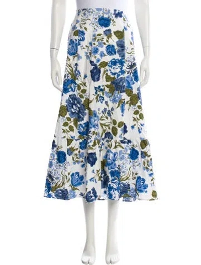 Pre-owned Reformation Floral Print Midi Length Skirt W/ Tags In White