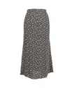 Reformation Floral Print Midi Skirt In Black Polyester In Black