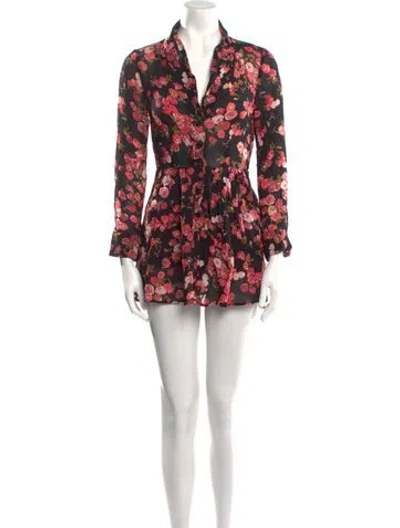 Pre-owned Reformation Floral Print Mini Dress In Black