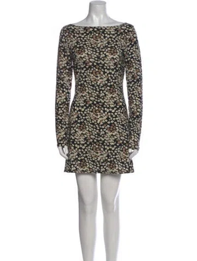 Pre-owned Reformation Floral Print Mini Dress In Black