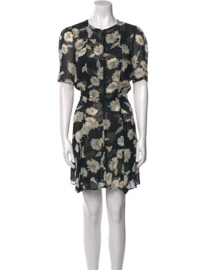 Pre-owned Reformation Floral Print Mini Dress In Black