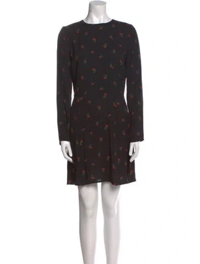Pre-owned Reformation Floral Print Mini Dress In Black