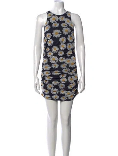 Pre-owned Reformation Floral Print Mini Dress In Black