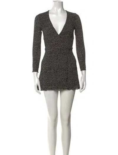 Pre-owned Reformation Floral Print Mini Dress In Black