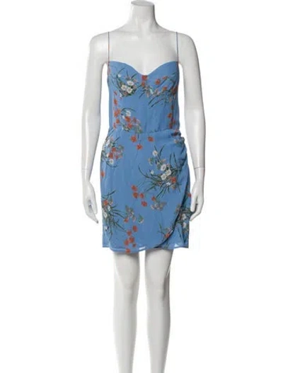 Pre-owned Reformation Floral Print Mini Dress In Blue